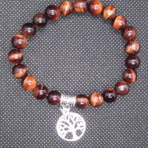 Tiger Eye Bracelet with Tree of Life Charm